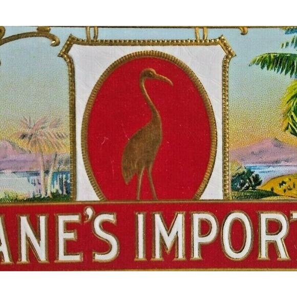 Crane's Imported Cigar Box Label Embossed Bird Graphics Original Vintage 1930's - Picture 1 of 4